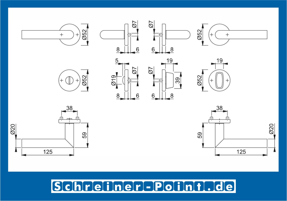 Hoppe Amsterdam Edelstahl Rosettengarnitur F69 E1400Z/42KV/42KVS, 3289719, 6439996, 3289743, 6566848, 3289735, 6439988, 3289760, 3297111